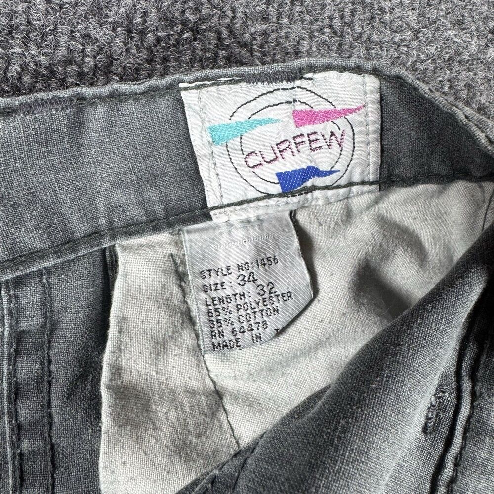 RARE Vintage 80s Curfew Utility Pants Grey Cargo Tapered Pants Mens 34x32